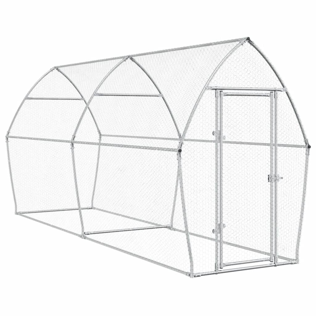 Vidaxl Chicken Coop 400x105x182 cm galvanisert stål sølvfarget