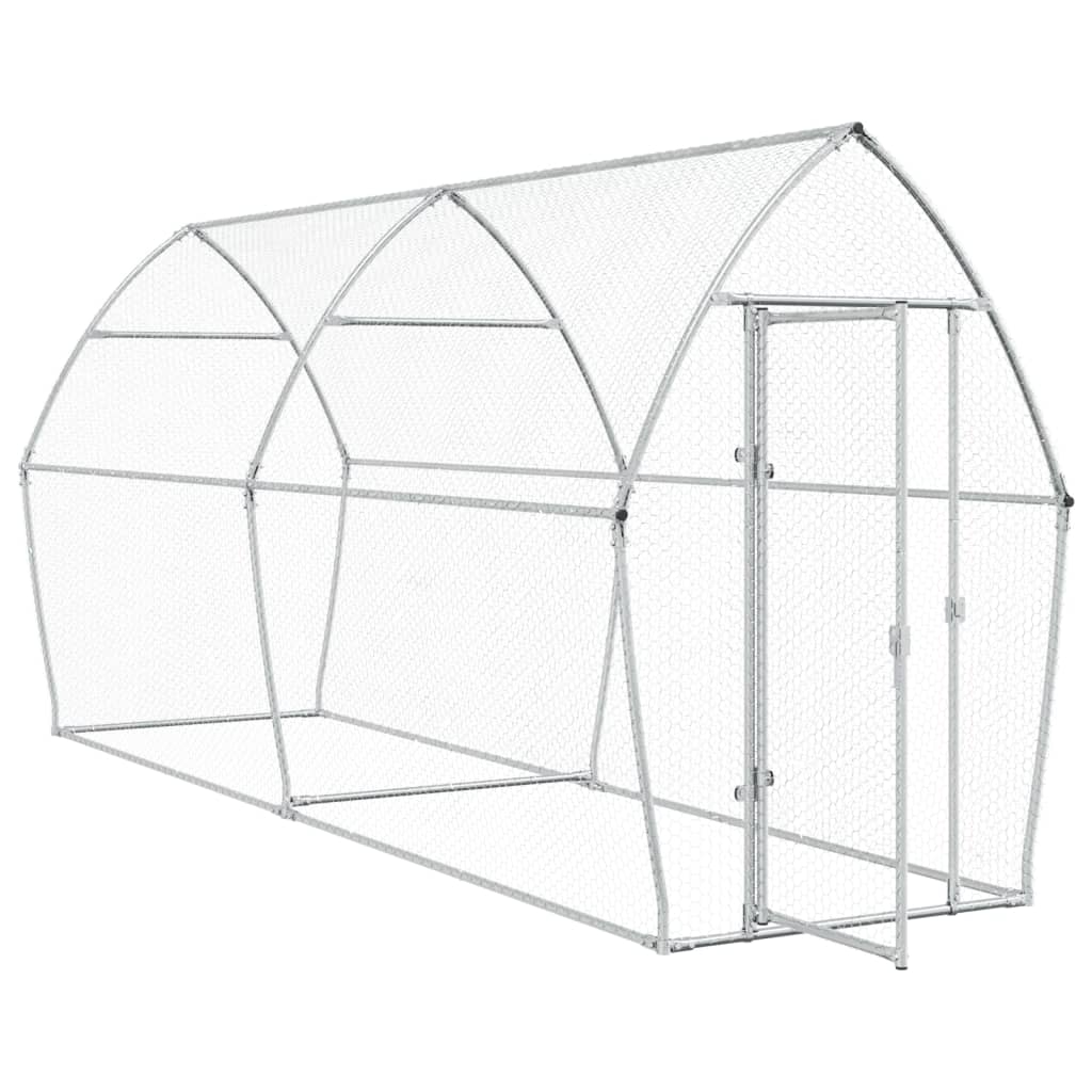 Vidaxl Chicken Coop 400x105x182 CM Galvanized Steel Silver