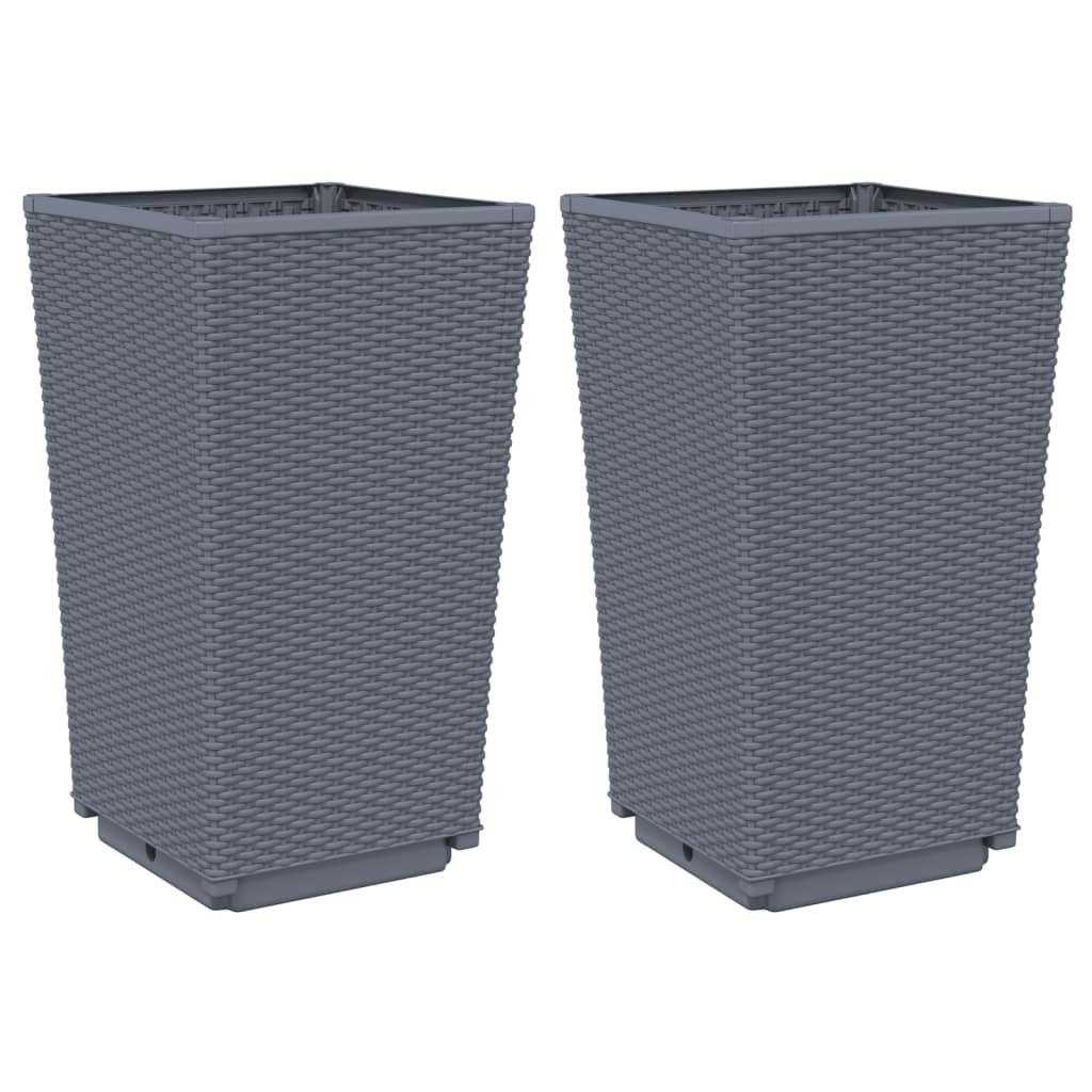 Vidaxl Planters 2 ST 32,5x32.5x57 cm Polypropen Grey