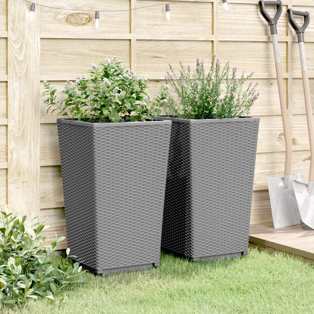 Vidaxl Planters 2 st 32.5x32.5x57 cm Polyprope hellgrau