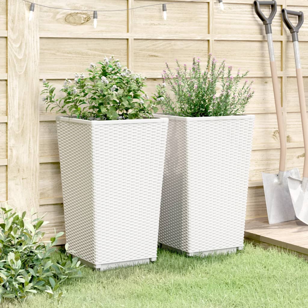 Vidaxl Planters 2 ST 32.5x32.5x57 cm en polypropène blanc