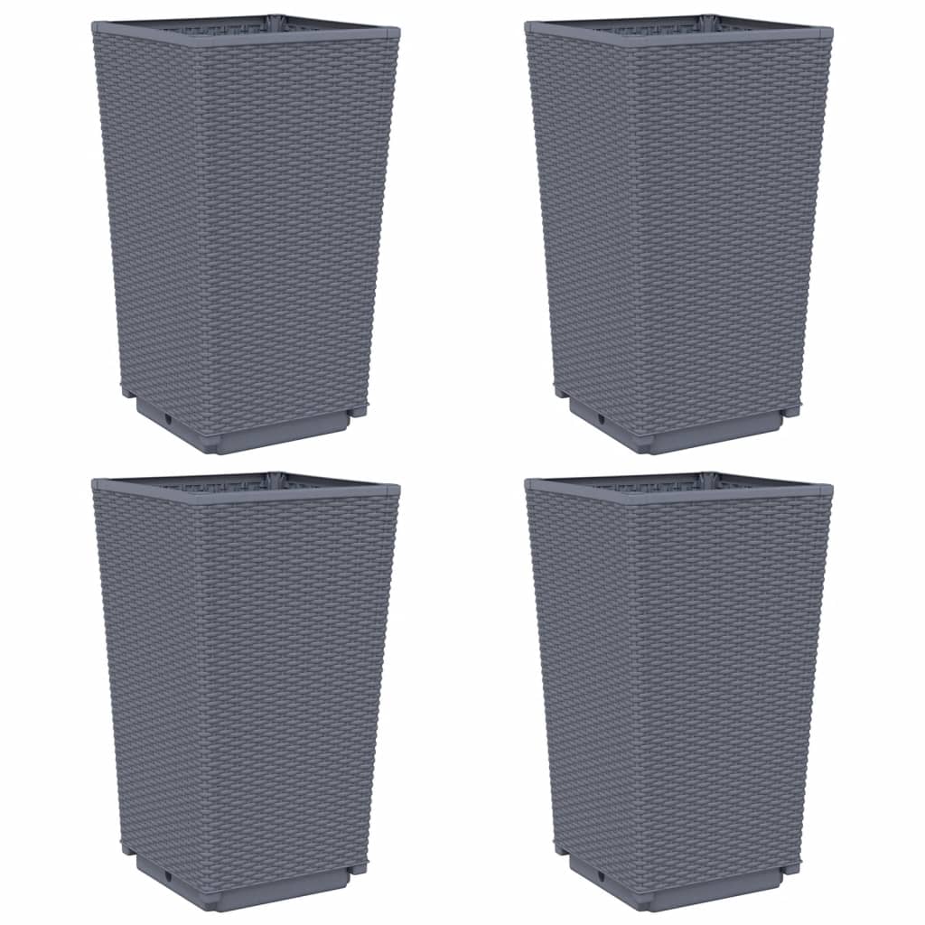 Vidaxl Planters 4 ST 32.5x32.5x57 cm Gray en polypropène