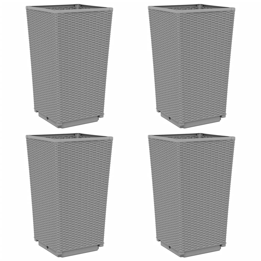 Vidaxl Planters 4 st 32.5x32.5x57 cm Polypropene light gray