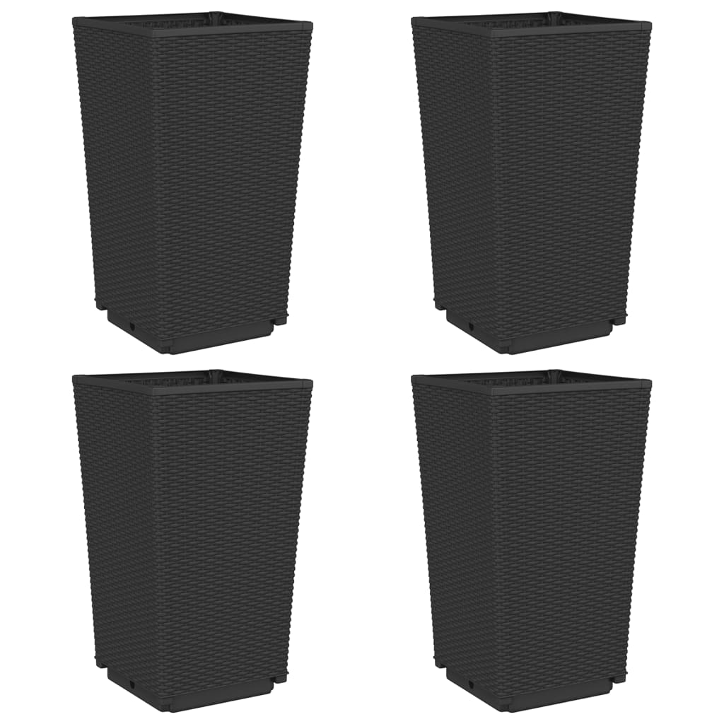 Vidaxl Planters 4 ST 32.5x32.5x57 cm Black en polypropène