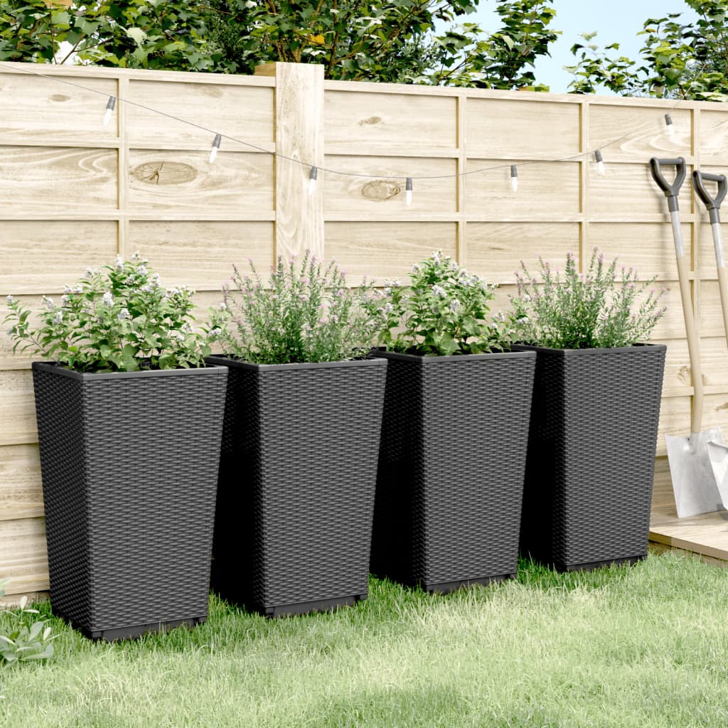 Vidaxl Planters 4 b 32.5x32.5x57 cm Polyprope schwaarz