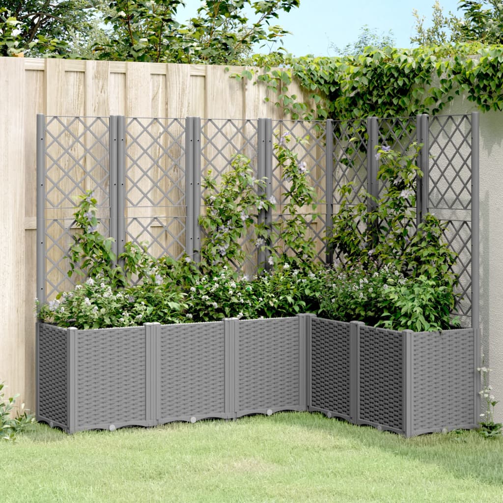 Plantera Vidaxl con Slat Work 160x120x140 cm Polypropene Light Gray