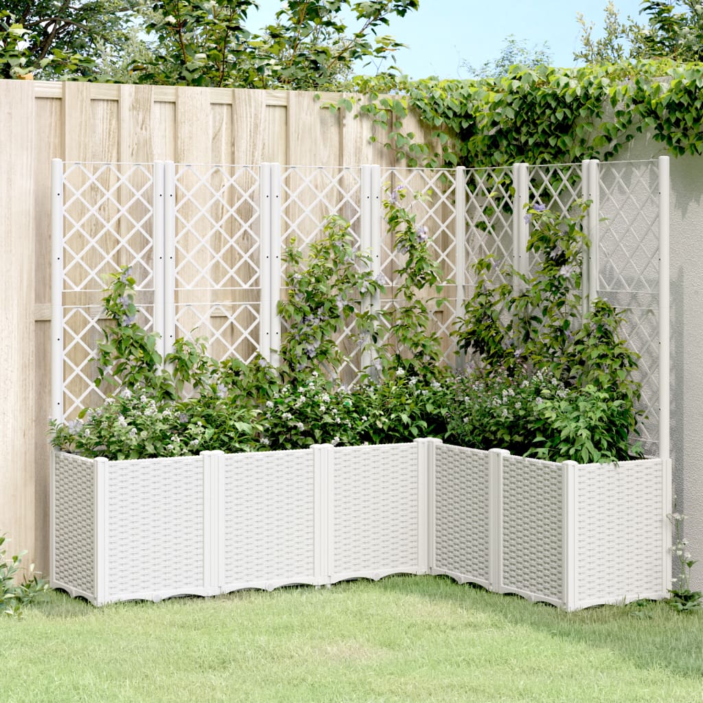 Plantador Vidaxl con latwerk 160x120x140 cm Polypropene White