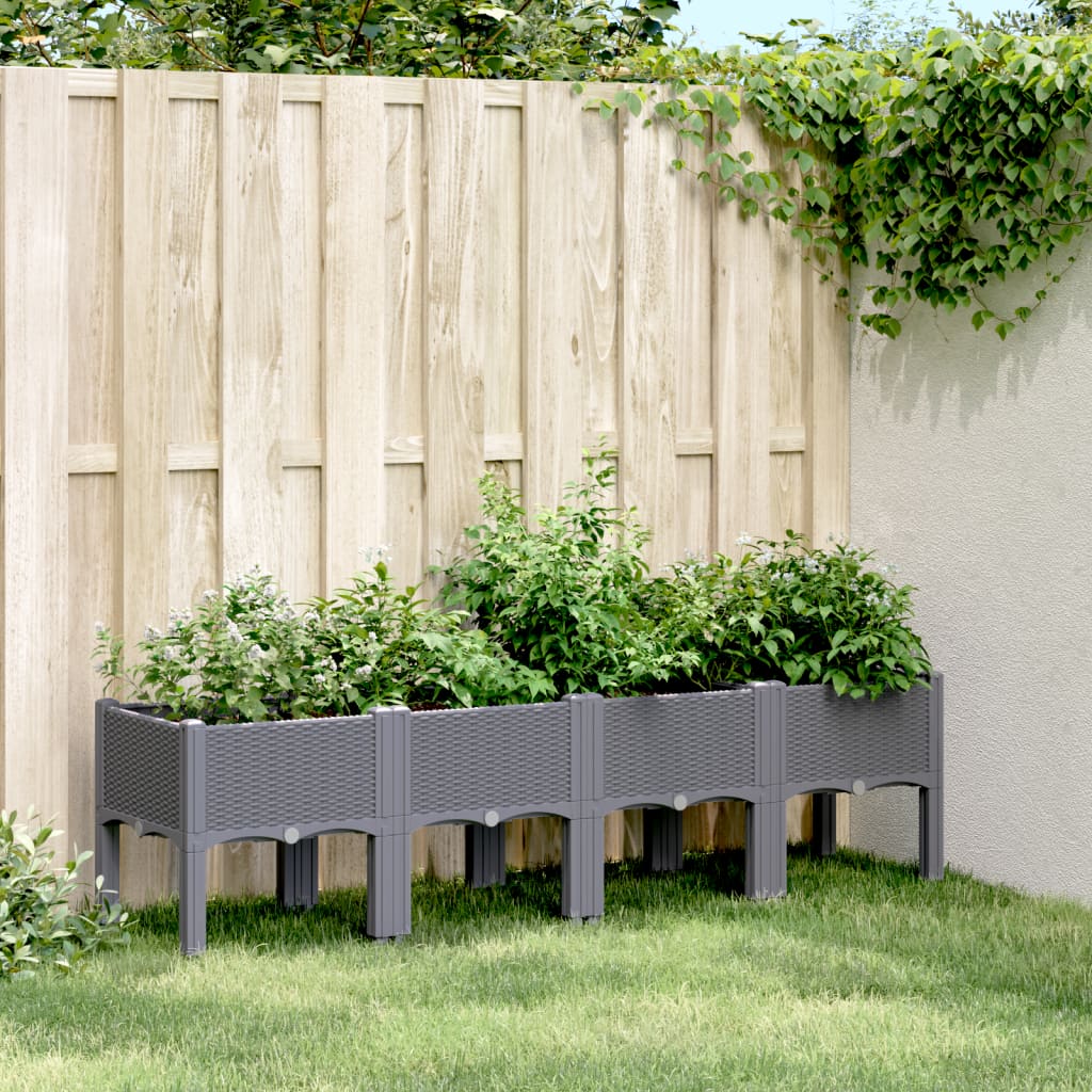 Jardinière Vidaxl avec des jambes 160x40x42 cm Gray en polypropène