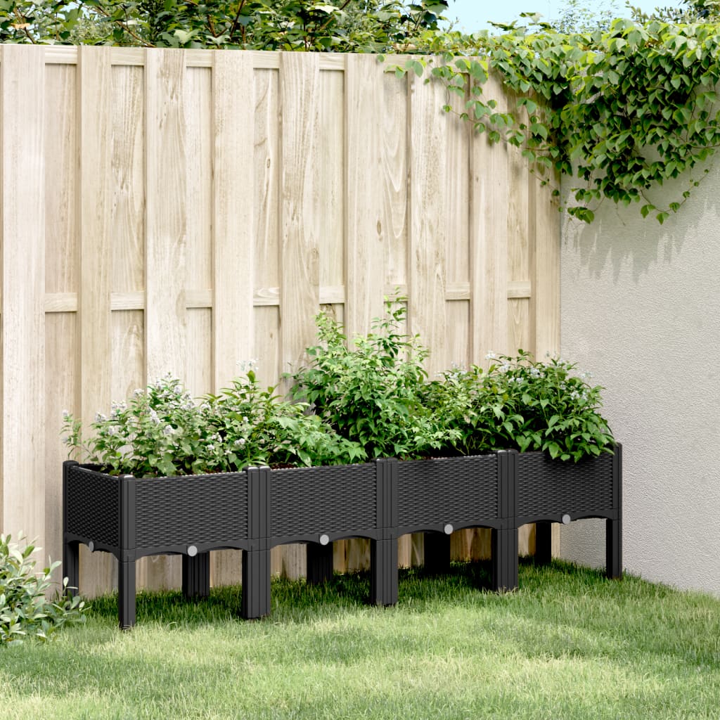 Vidaxl Planter med ben 160x40x42 cm polypropen svart