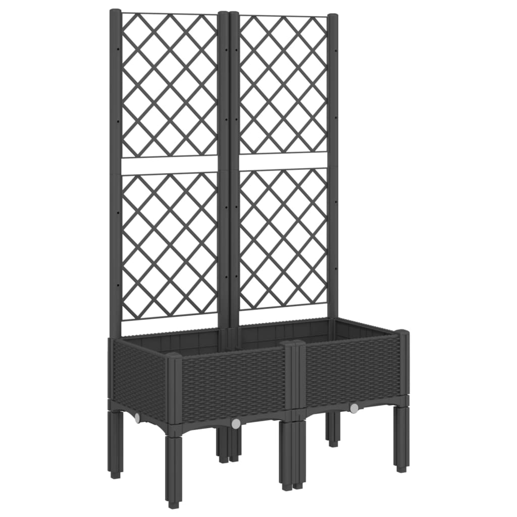 Jardinière Vidaxl avec latwerk 80x40x142 cm en polypropène noir