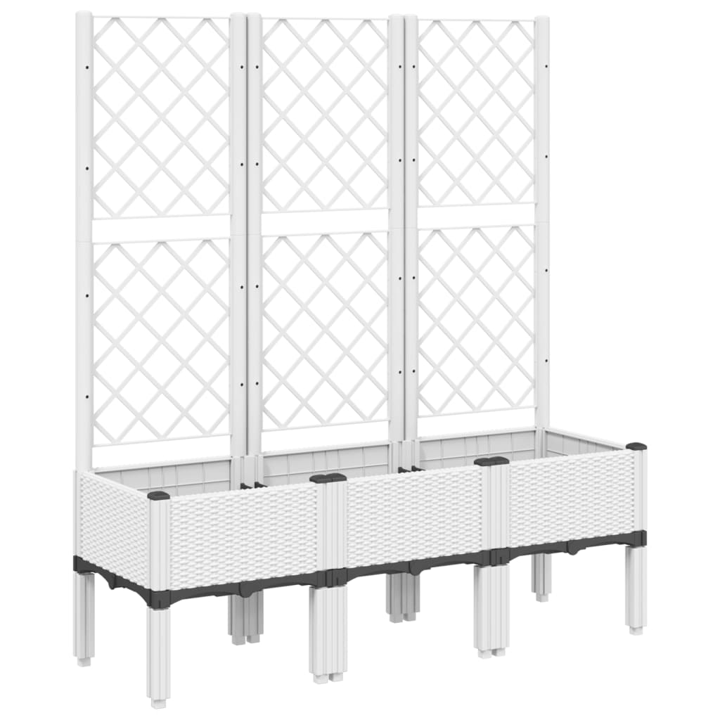 Vidaxl plantenbak met latwerk 120x40x142 cm polypropeen wit