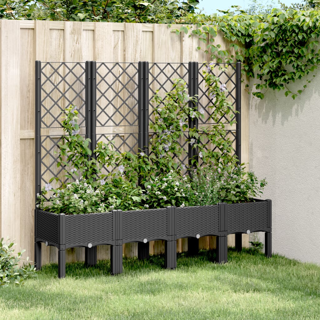 Vidaxl Plannet avec latwerk 160x40x142 cm en polypropène noir