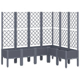 Vidaxl plantenbak met latwerk 160x120x142 cm polypropeen grijs