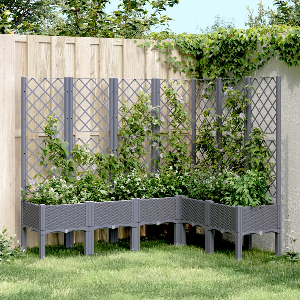 VidaXL Planter with slat work 160x120x142 cm Polypropene gray