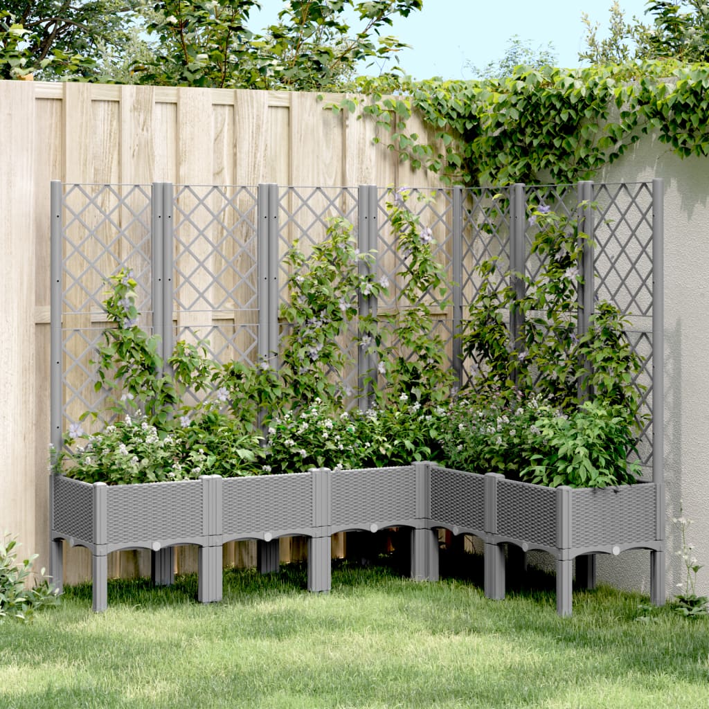 VidaXL Planter with slat work 160x120x142 cm Polypropene light gray