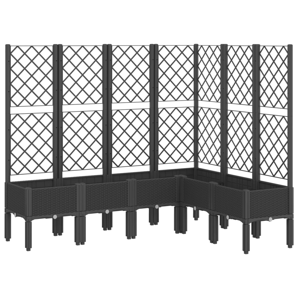 Plantador Vidaxl con Latwerk 160x120x142 CM Polypropene Black