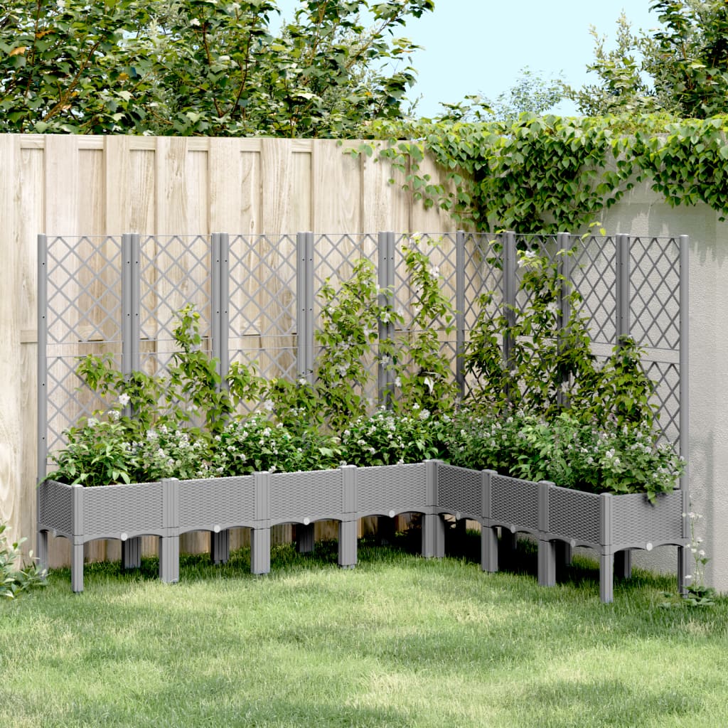 Jardinière Vidaxl avec scolarisé 200x160x142 cm Gris clair en polypropène