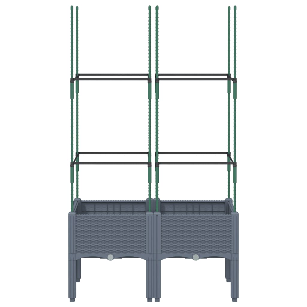 Vidaxl plantenbak met latwerk 80x40x142,5 cm polypropeen grijs