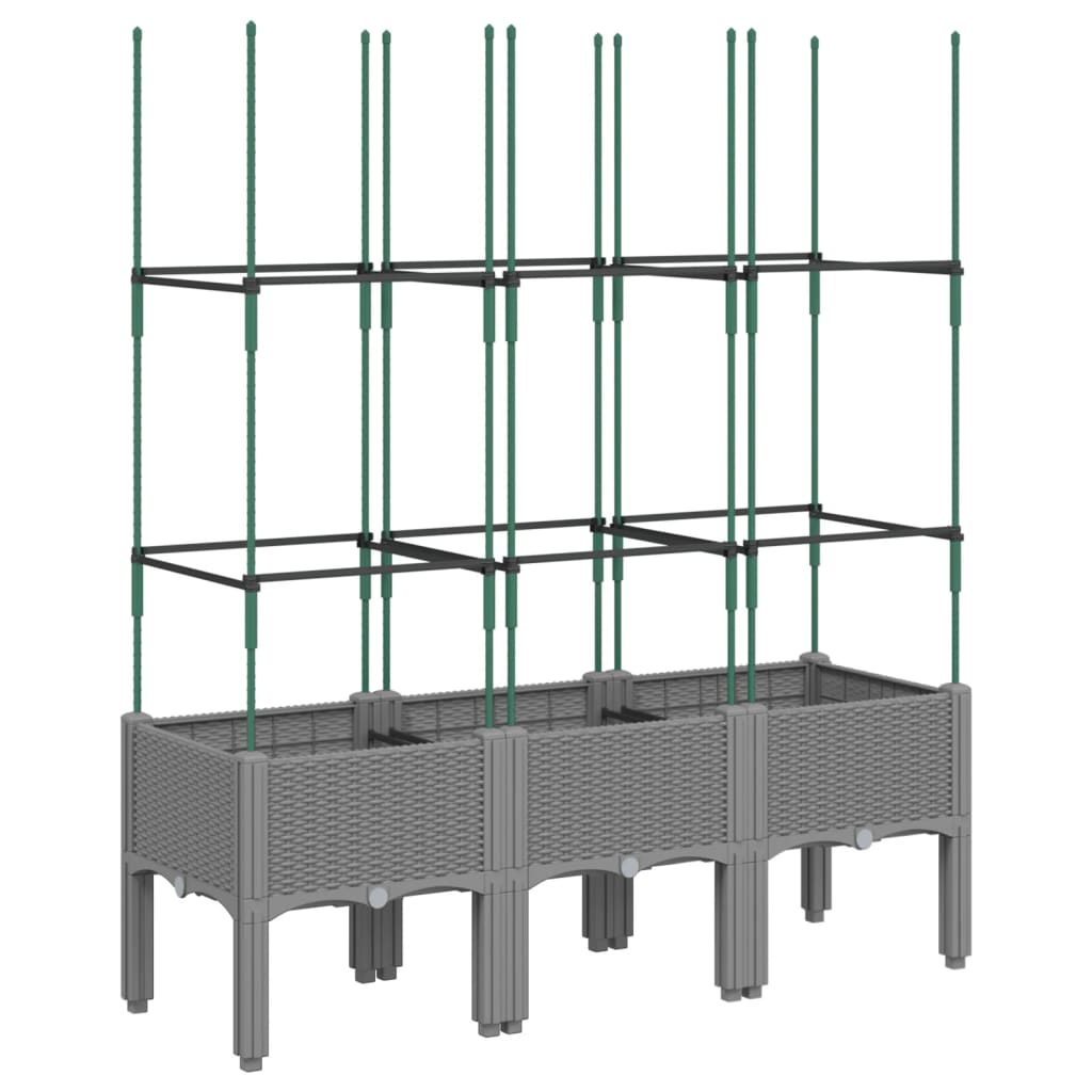 Vidaxl planter med latwerk 120x40x142,5 cm polypropen lysegrå