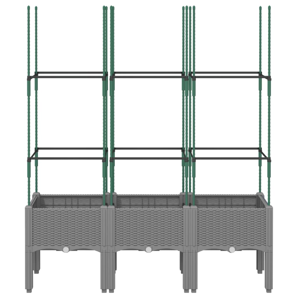 Vidaxl plantenbak met latwerk 120x40x142,5 cm polypropeen lichtgrijs