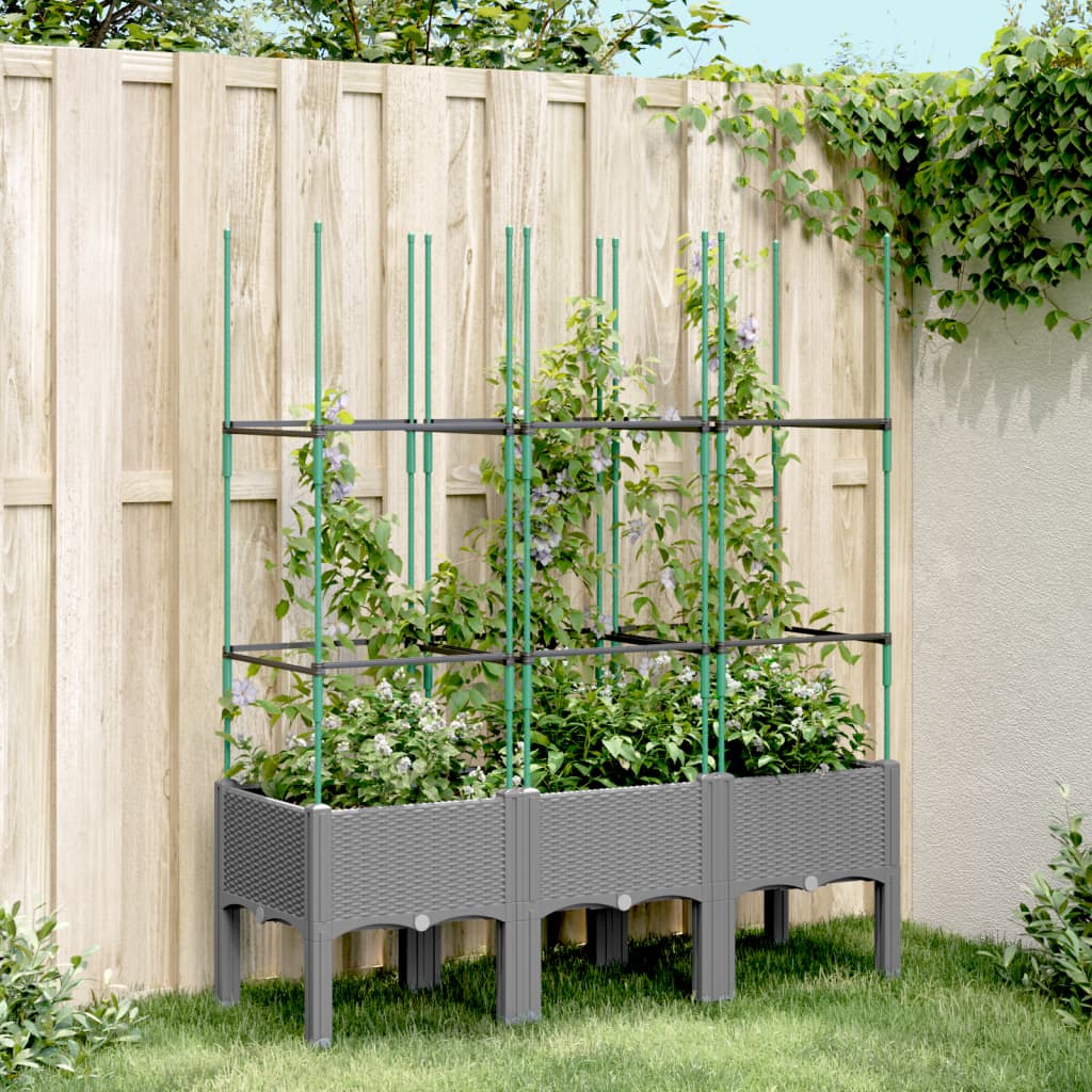 VidaXL Planter with Latwerk 120x40x142.5 cm Polypropene light gray