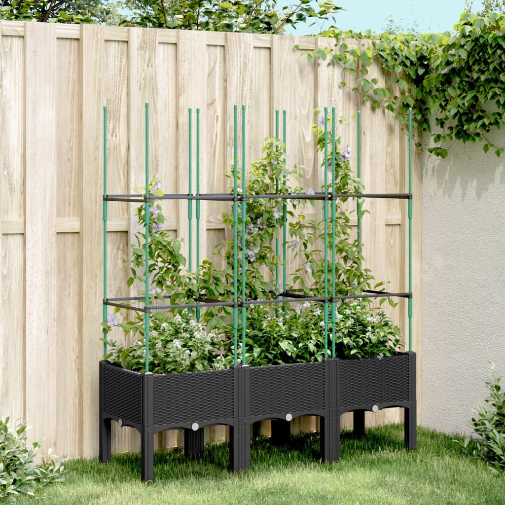 Jardinière Vidaxl avec latwerk 120x40x142.5 cm en polypropène noir