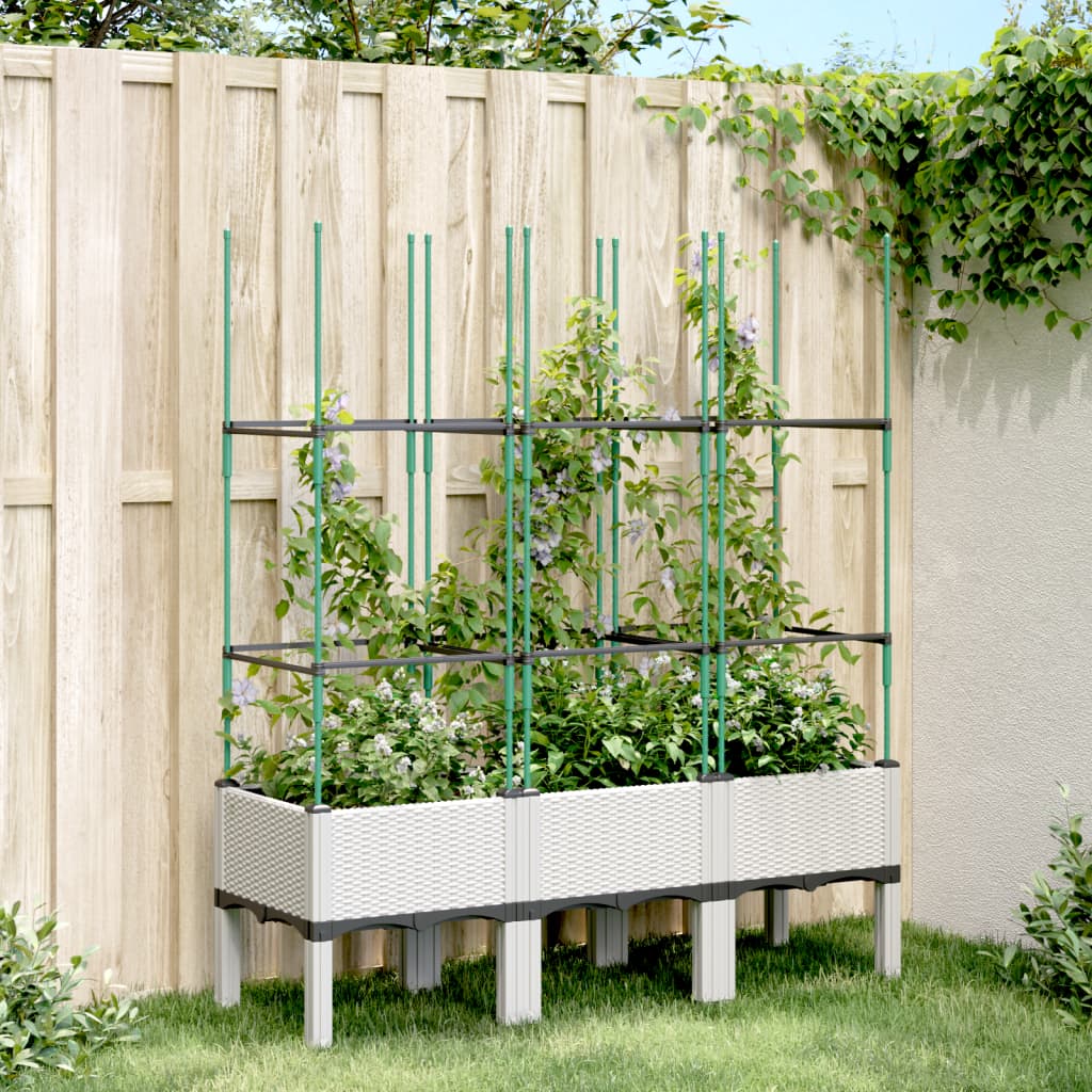 VidaXL Planter with slat work 120x40x142.5 cm Polypropene white