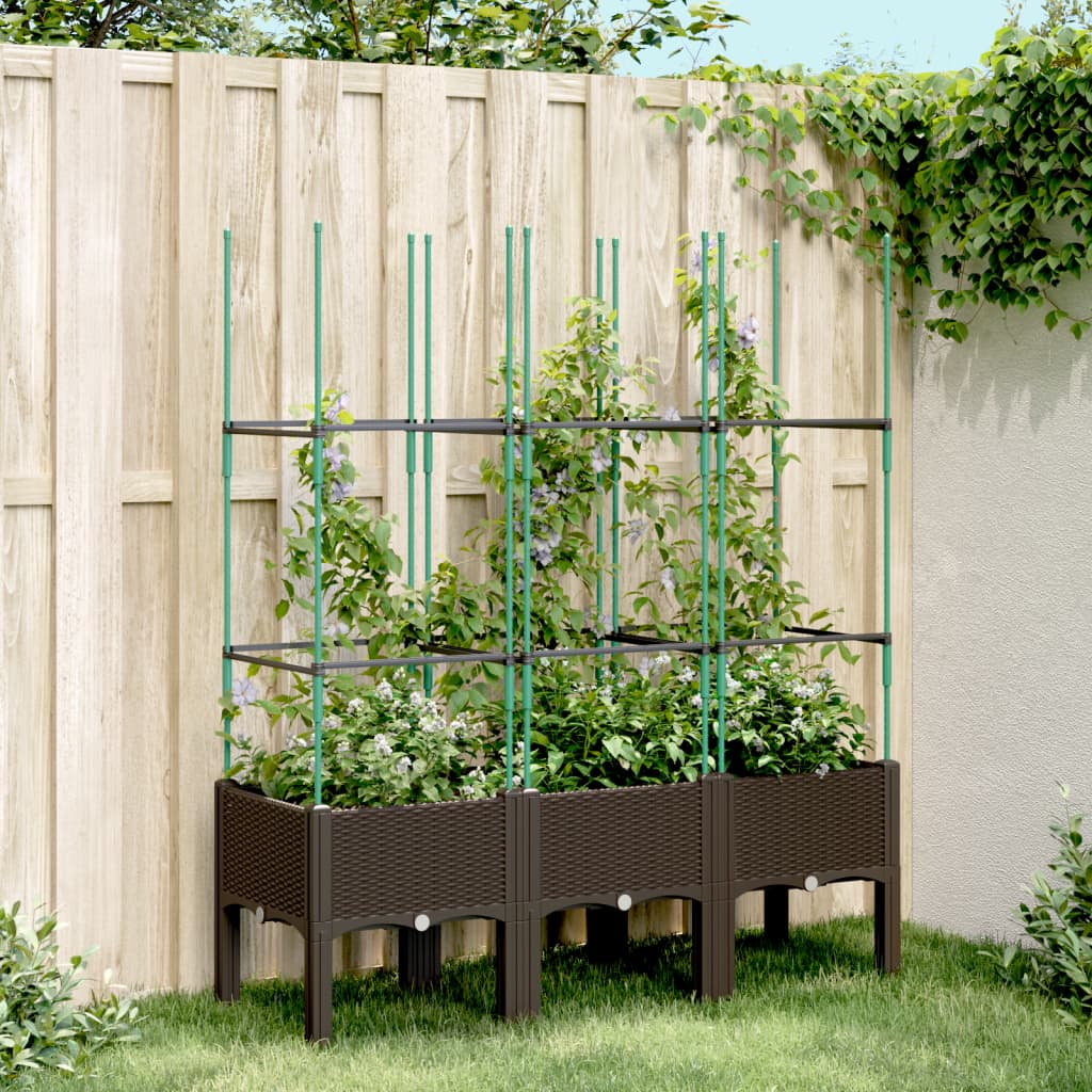 Vidaxl plantenbak met latwerk 120x40x142,5 cm polypropeen bruin