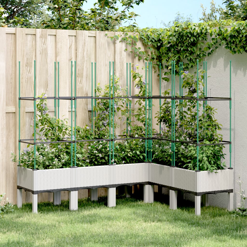 Jardinière Vidaxl avec latwerk 160x120x142.5 cm en polypropène blanc