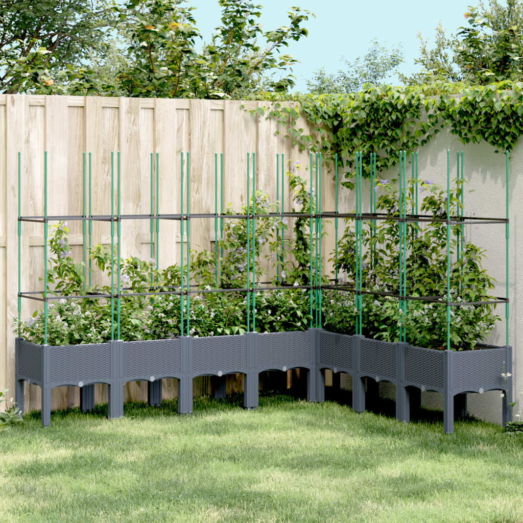 Jardinière Vidaxl avec Latwerk 200x160x142.5 cm Gris polypropène