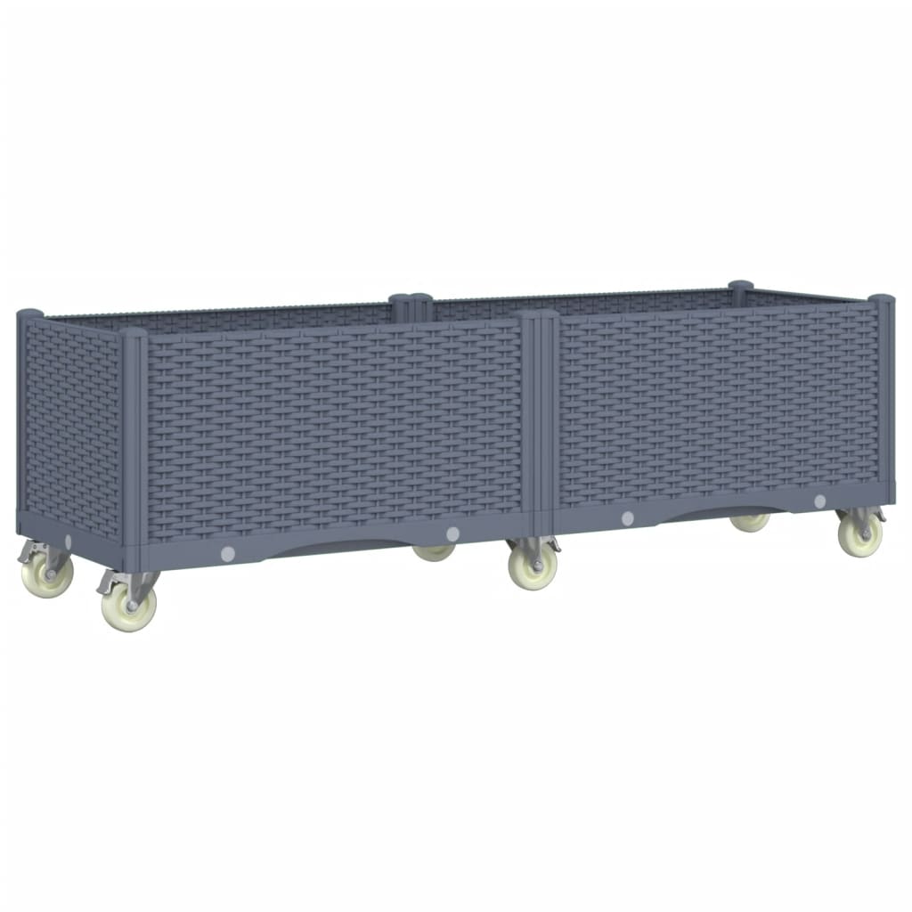 VidaXL Planter with wheels 160x50x54 cm Polypropene gray