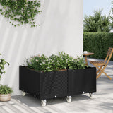 Plantador Vidaxl con ruedas 100x80x54 cm polipropeno negro