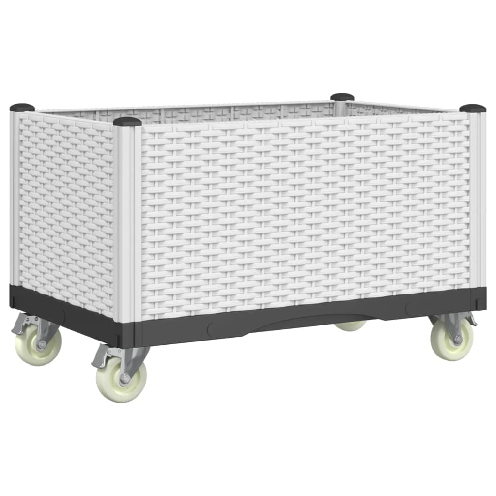 VidaXL Planter with wheels 80x50x54 cm Polypropene white