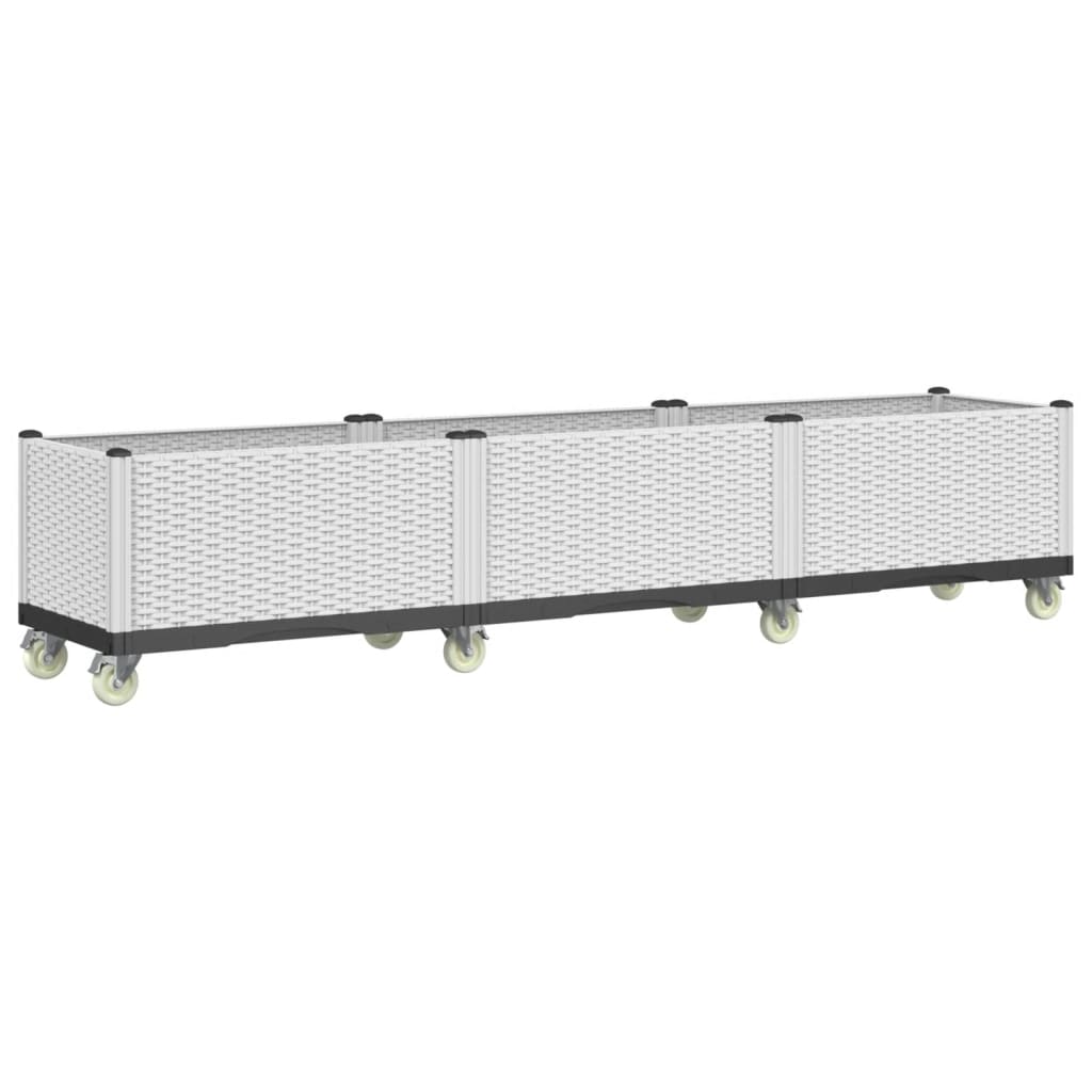 VidaXL Planter with wheels 240x50x54 cm Polypropene white