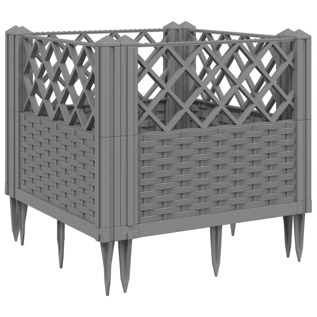 Vidaxl planter med stifter 43.5x43.5x43,5 cm polypropen lysegrå