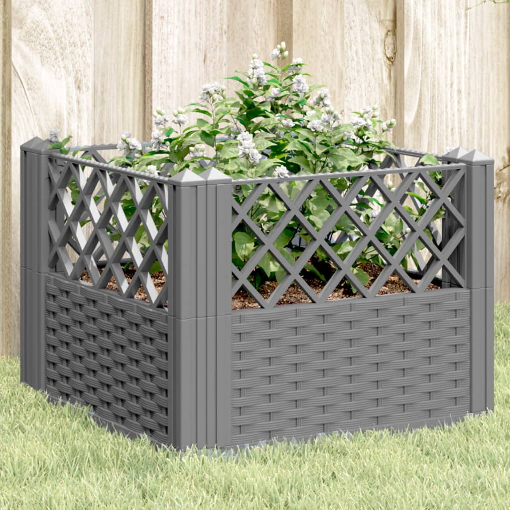 VidaXL Planter with pins 43.5x43.5x43.5 cm Polypropene light gray