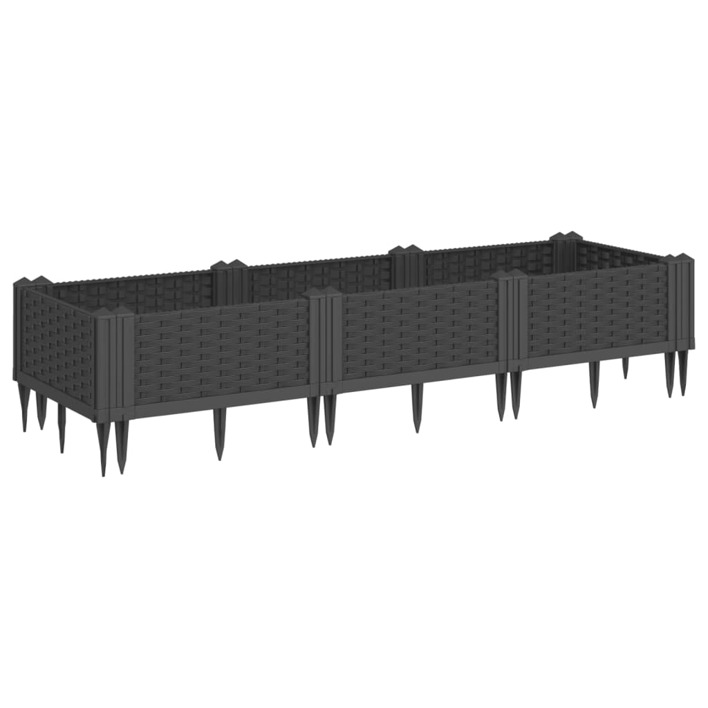 Boîte de planification Vidaxl avec broches 125x40x28,5 cm Black en polypropène