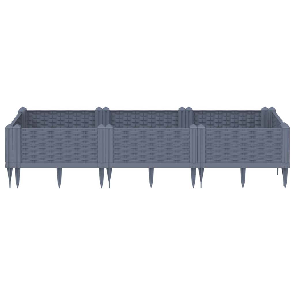 VidaXL Planter with pins 125x40x28.5 cm Polypropene gray