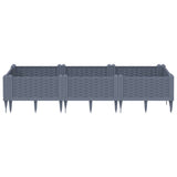 Vidaxl Plantter mat Pins 125x40x28.5 cm Polyprope Grey