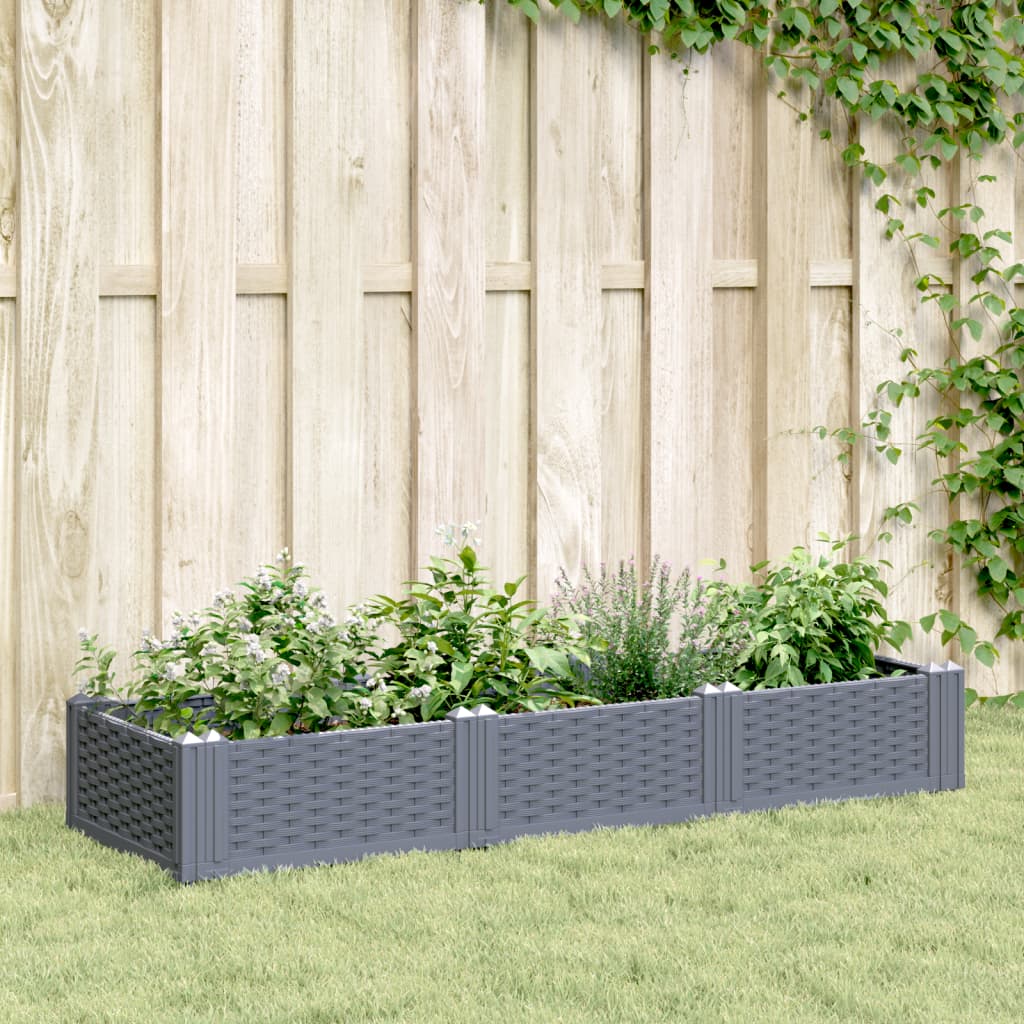 VidaXL Planter with pins 125x40x28.5 cm Polypropene gray