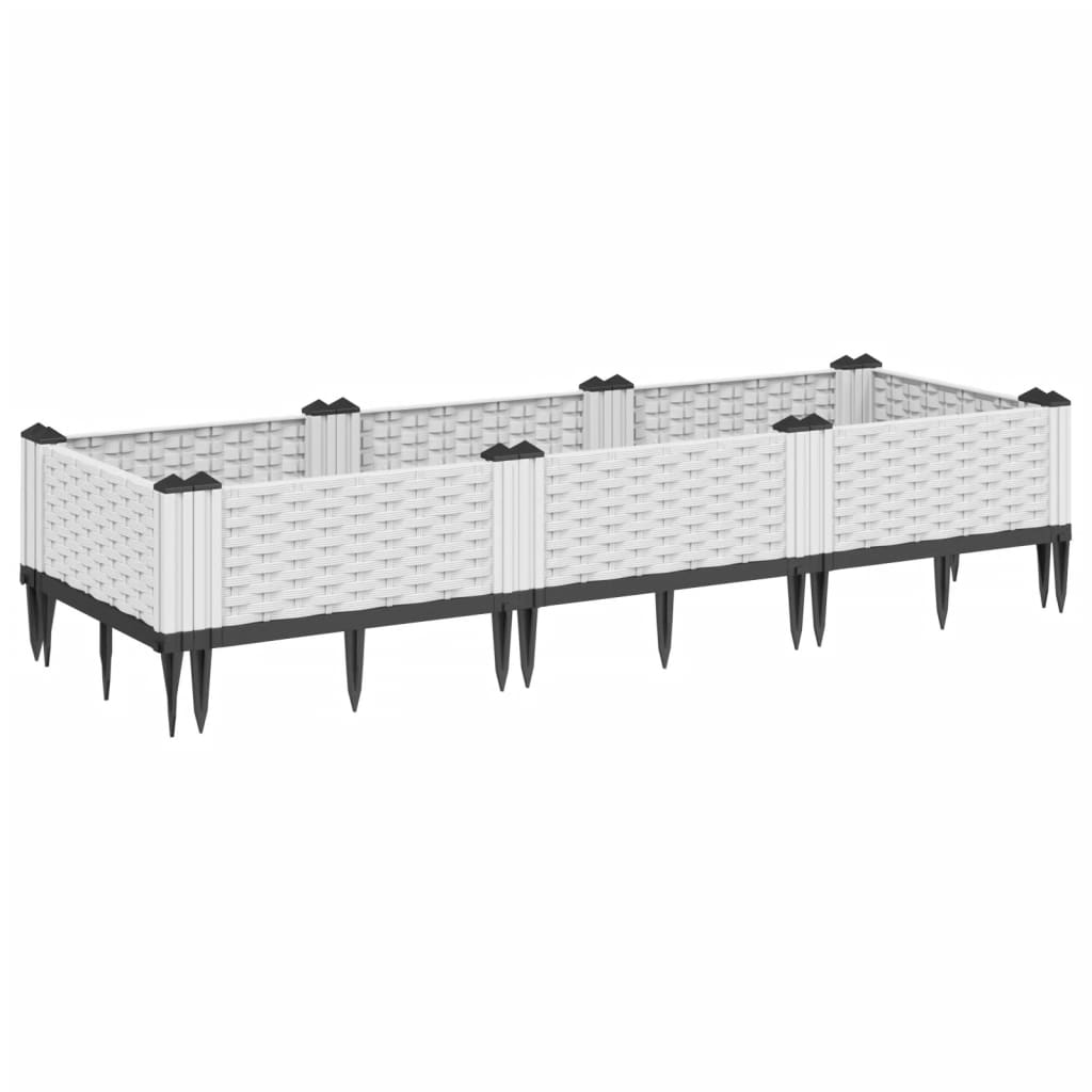 Vidaxl Planter med stift 125x40x28,5 cm polypropenvitt