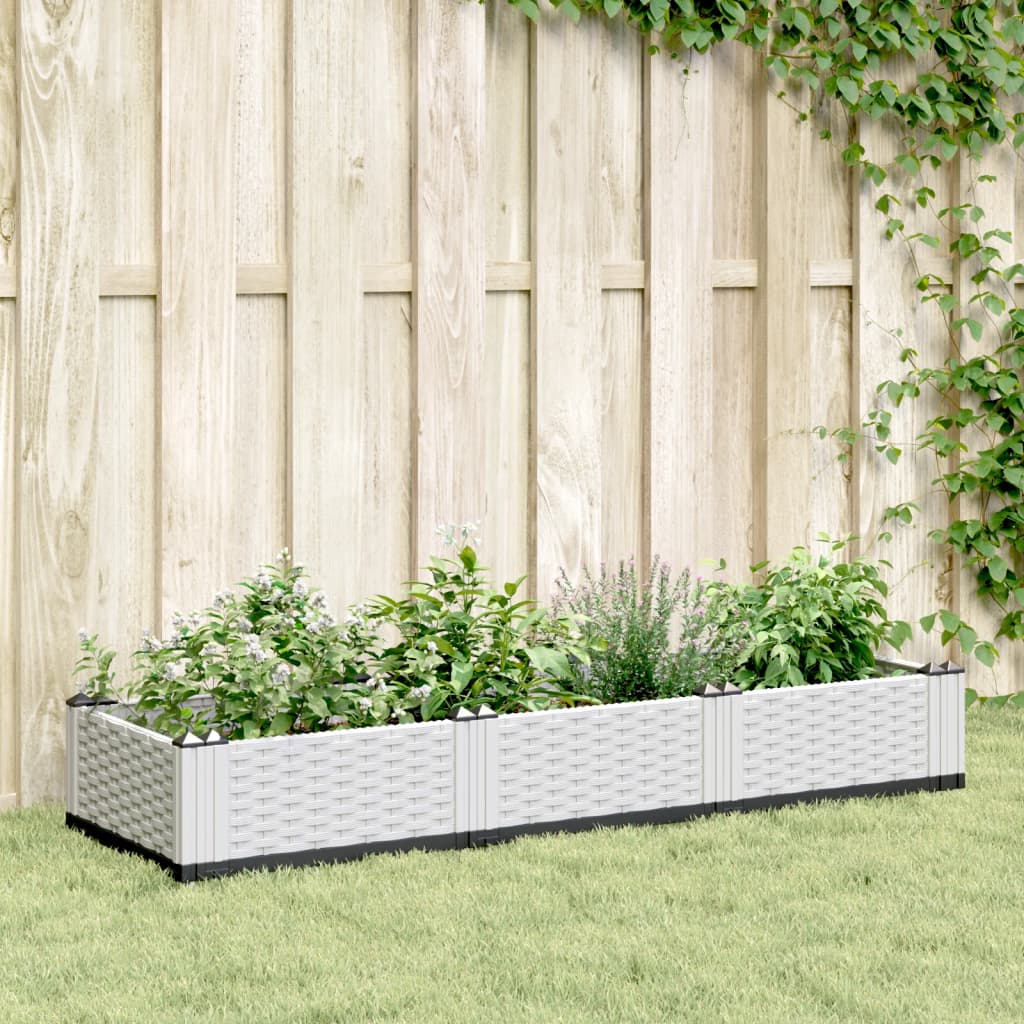 VidaXL Planter with pins 125x40x28.5 cm Polypropene white