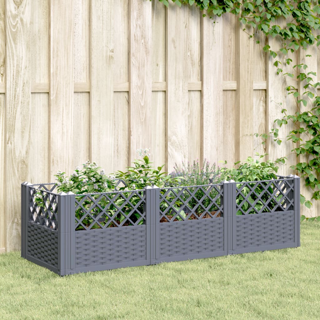 Vidaxl Planter med stift 123,5x43,5x43,5 cm polypropengrå