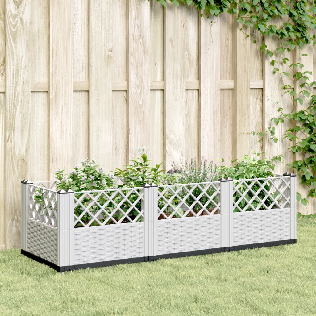 Vidaxl planter med stifter 123.5x43.5x43,5 cm polypropenhvide