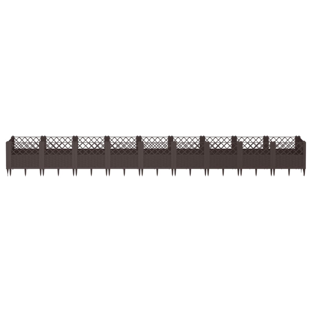 VidaXL Planter with pins 363.5x43.5x43.5 cm Polypropene brown