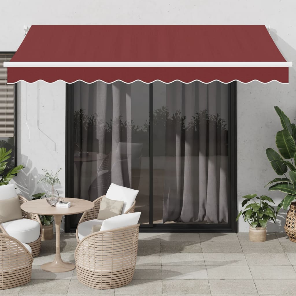 Vidaxl Luifel automatically extendable with LED 350x250 cm Bordeaux red