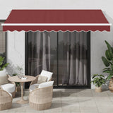 Vidaxl Luifel automatically extendable with LED 350x250 cm Bordeaux red