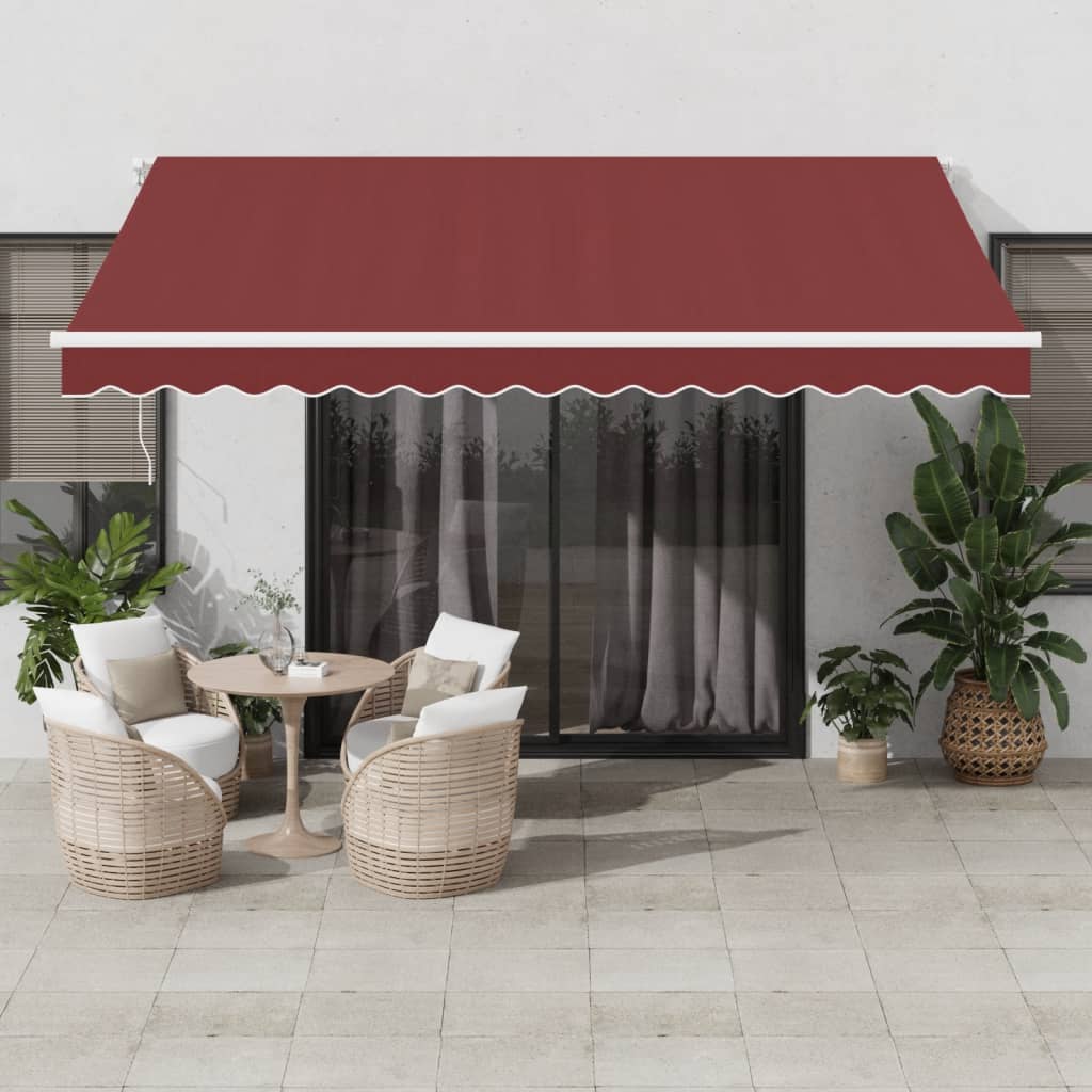 Vidaxl Luifel automatically extendable with LED 400x350 cm Bordeaux red