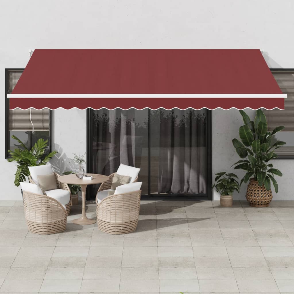 Vidaxl Luifel estendibile automaticamente con LED 450x350 cm Bordeaux rosso