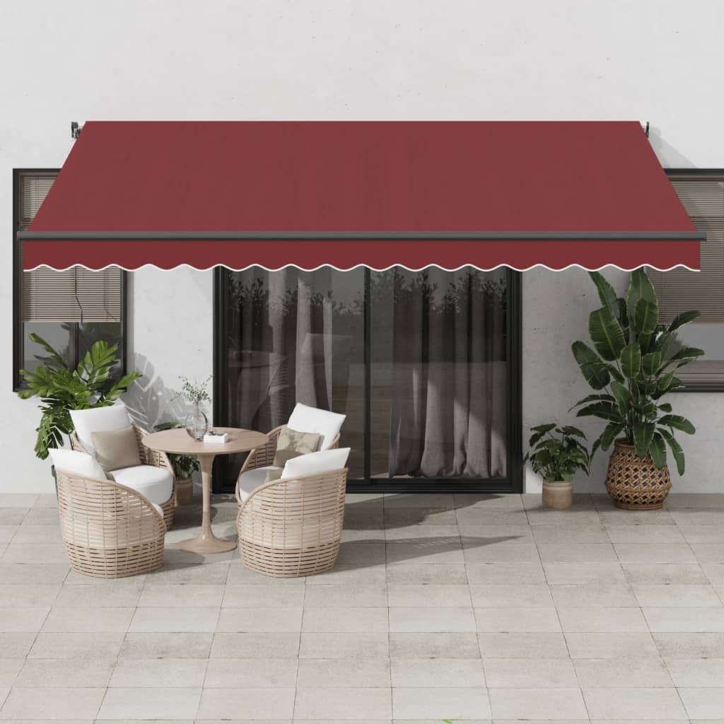 Vidaxl luifel manuell erweiterbar mit LEDs 450x350 cm Bordeaux rot